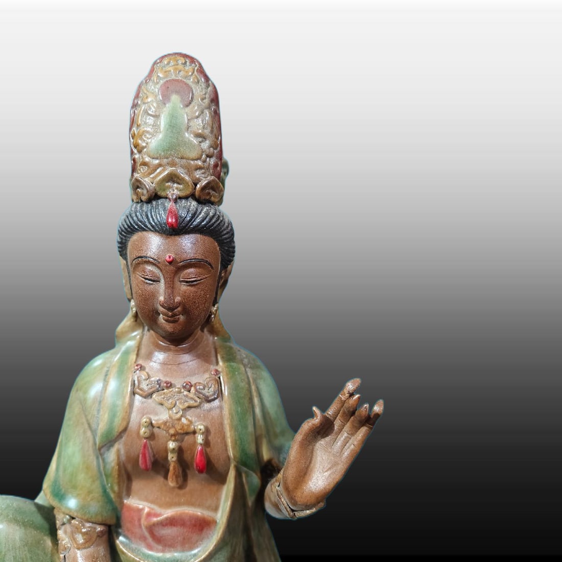 A Exquisite Shiwan Porcelain Statue of Avalokitesvara Ornament - 2