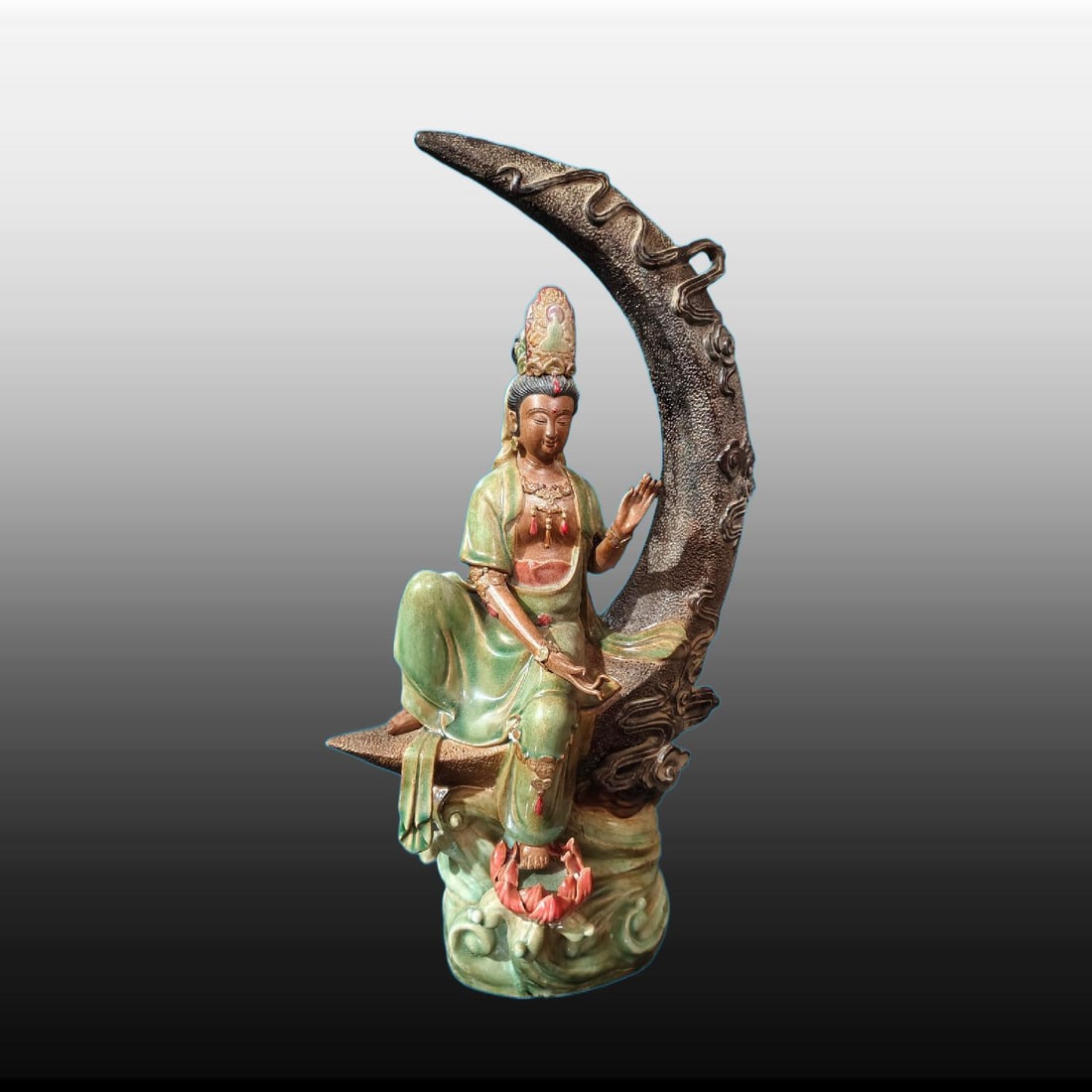 A Exquisite Shiwan Porcelain Statue of Avalokitesvara Ornament - 3