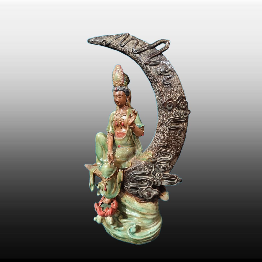 A Exquisite Shiwan Porcelain Statue of Avalokitesvara Ornament - 4