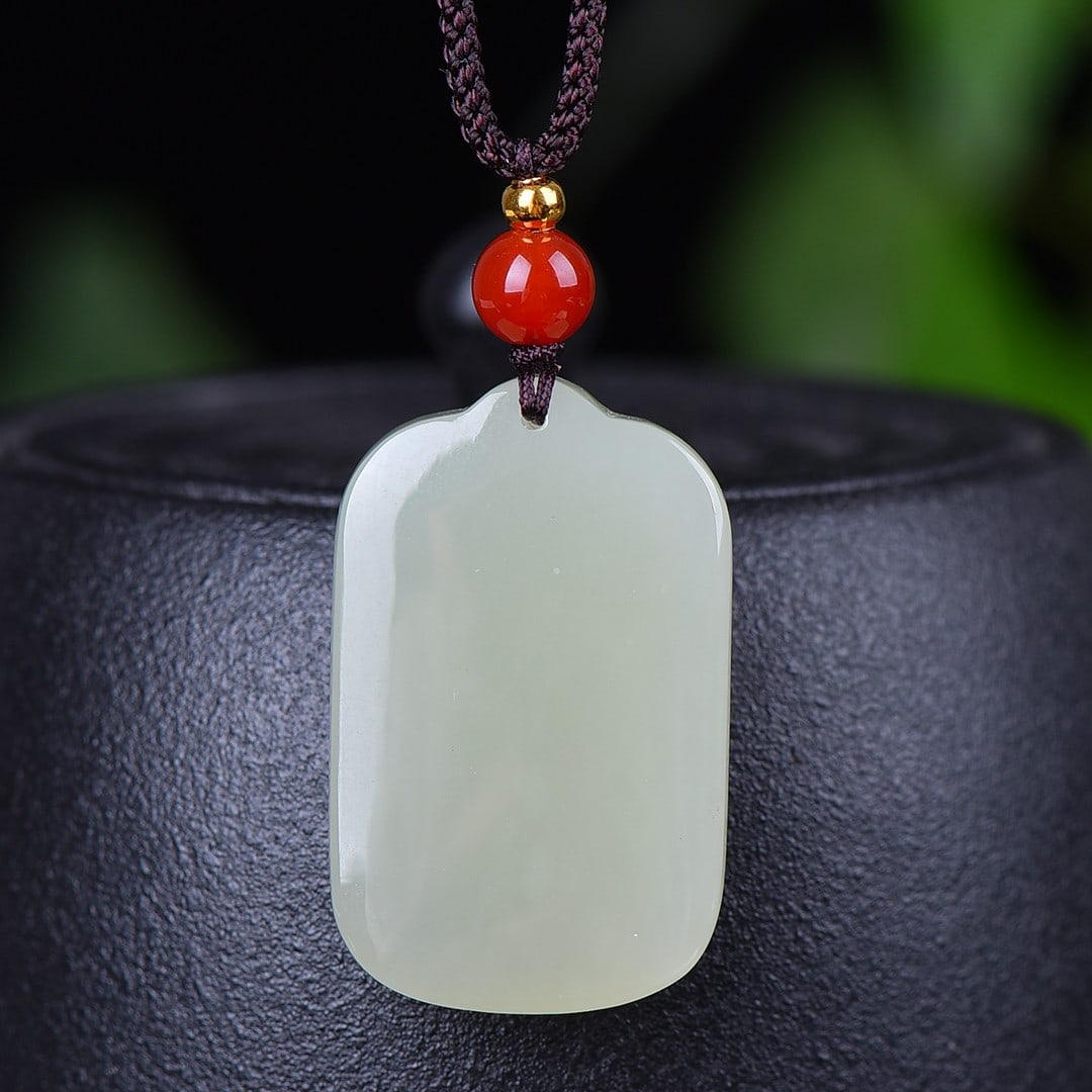 A Exquisite Hotan Jade Pendant: A Exquisite Hotan Jade Pendant,Size:0.8inx1.3in 和田玉平安无事牌