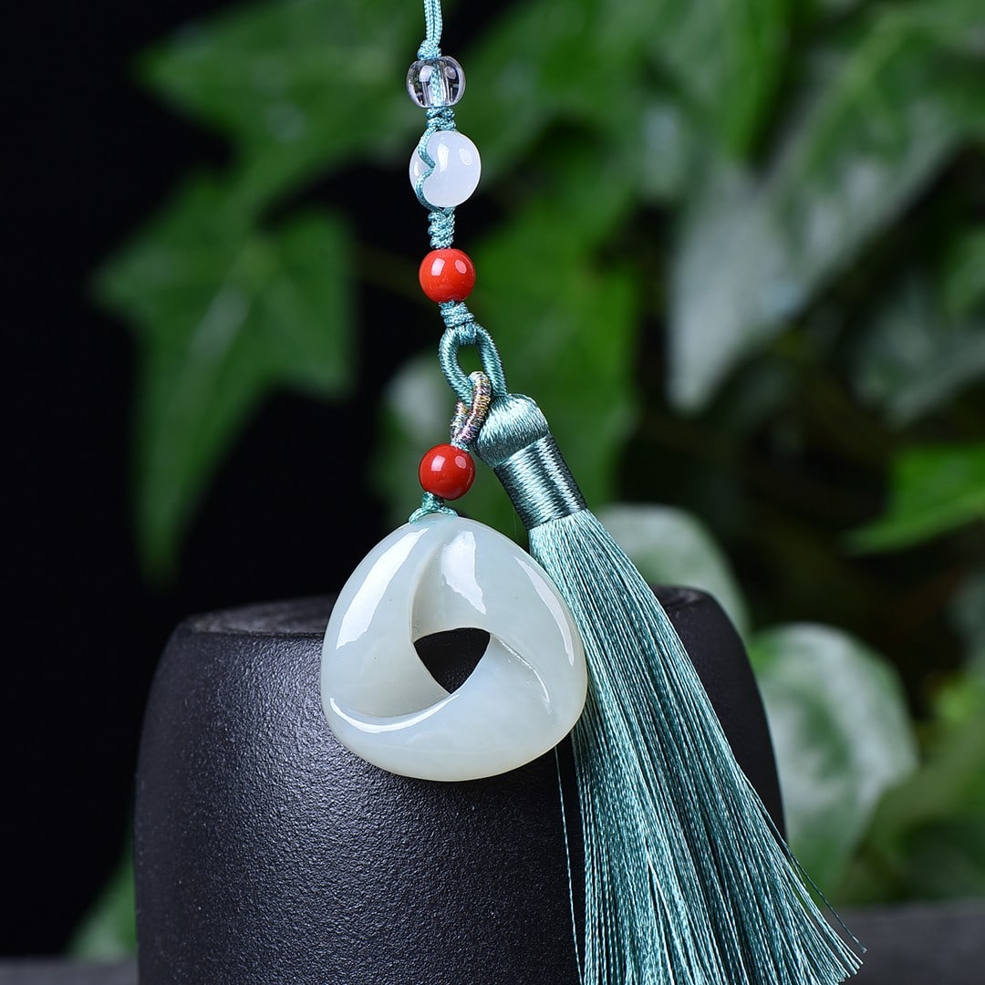 A Exquisite Hotan Jade Accessories: A Exquisite Hotan Jade Accessories,Size:1.3inx1.3in 和田玉包挂轮回
