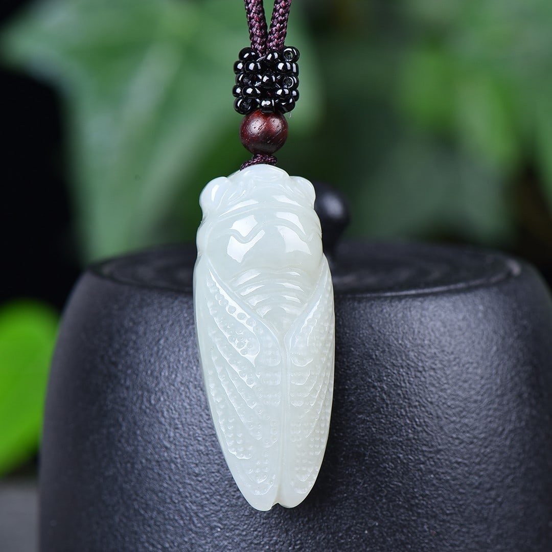 A Exquisite Hotan Jade Cicada Pendant: A Exquisite Hotan Jade Cicada Pendant,Size:0.7inx1.8in 和田玉金蝉吊坠