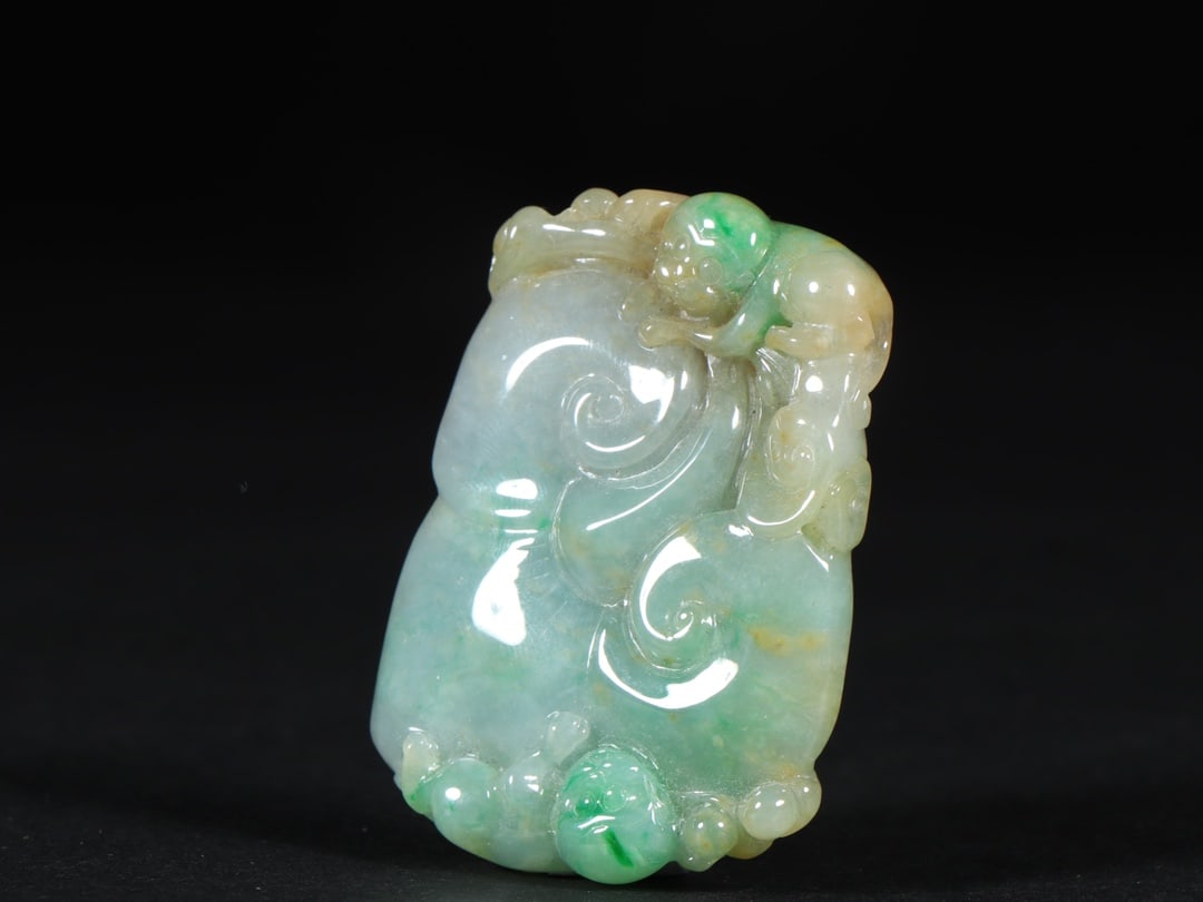An Exquisite Jadeite Monkey Pattern Brand - 6