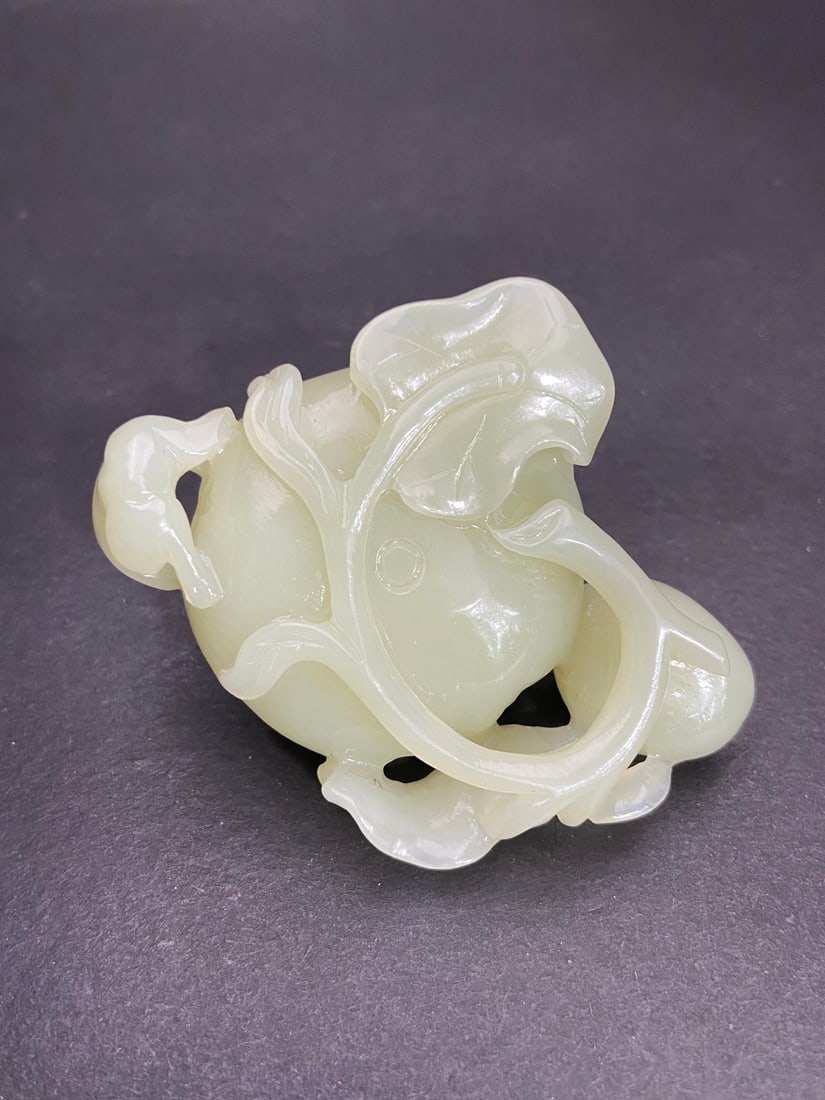 An Exquisite White Jade Frog Pattern Brush Washer - 6