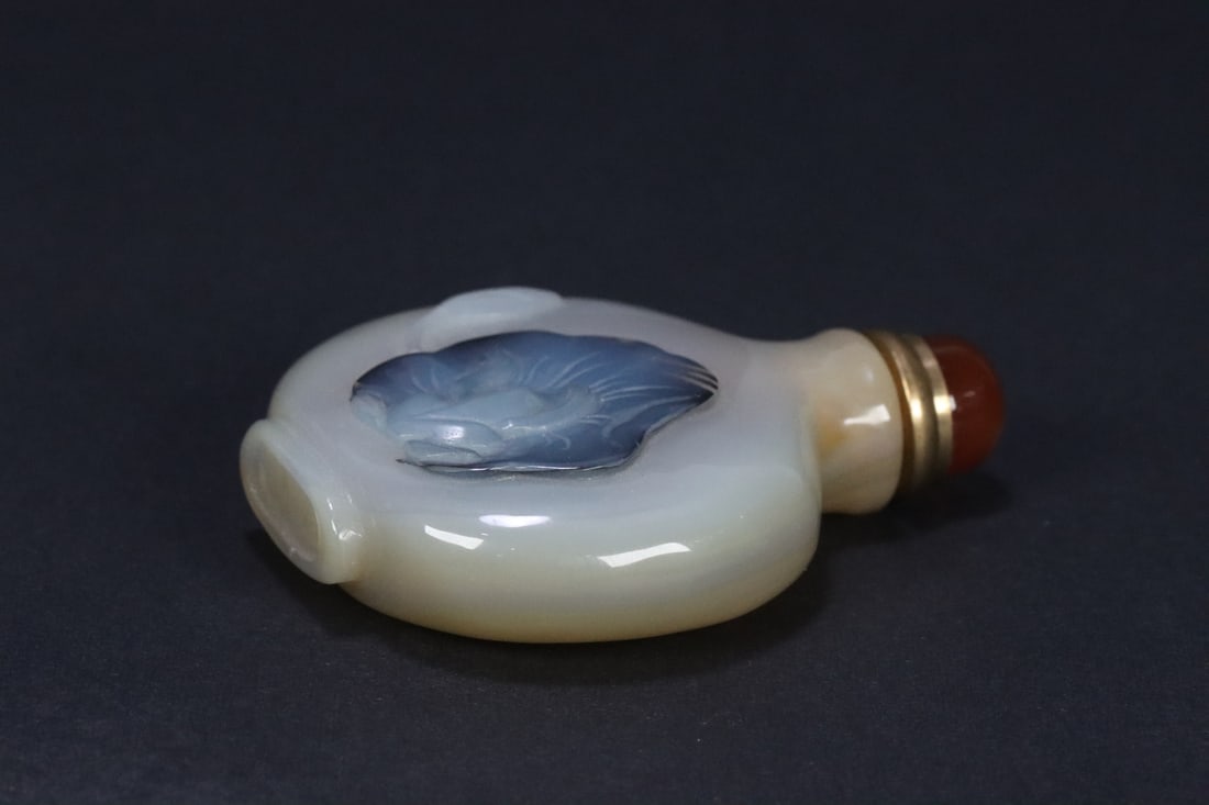 An Exquisite Agate Frog Pattern Snuff Bottle - 5