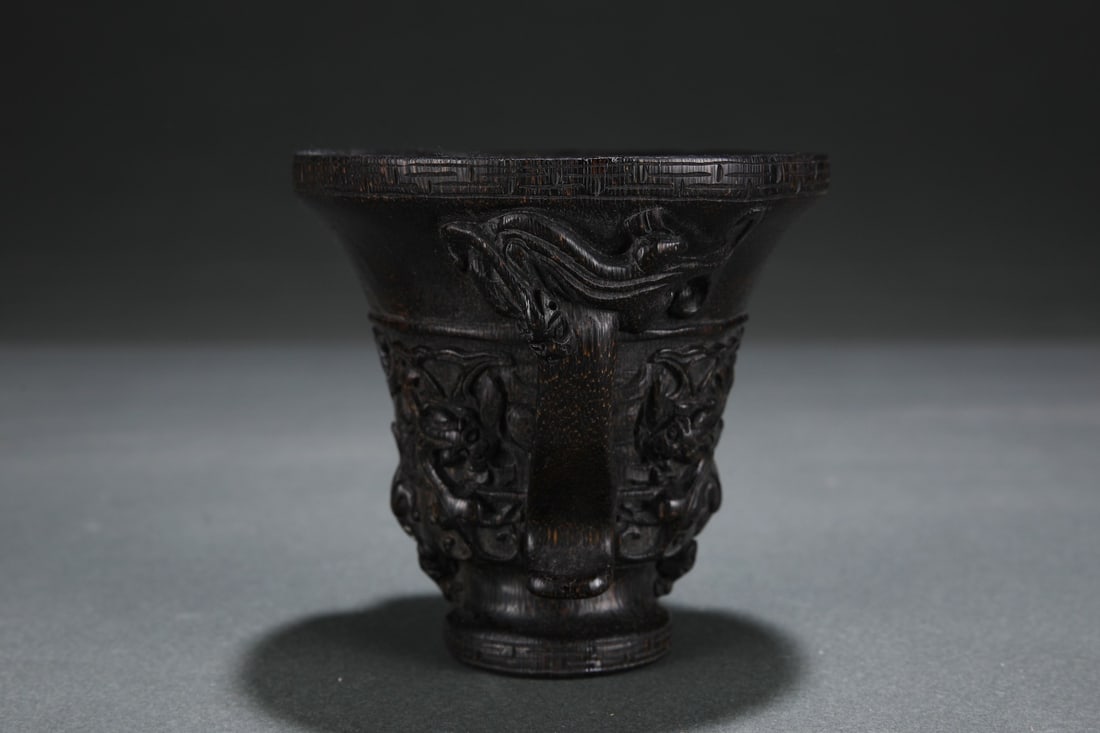 An Exquisite Eaglewood Beast-Face Pattern Goblet - 3