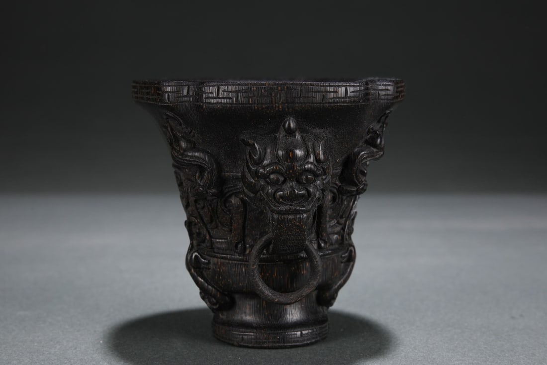 An Exquisite Eaglewood Beast-Face Pattern Goblet - 5