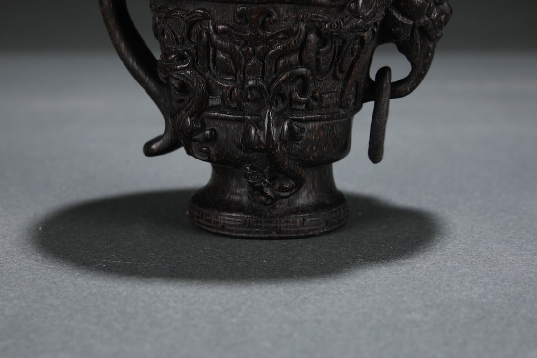 An Exquisite Eaglewood Beast-Face Pattern Goblet - 6