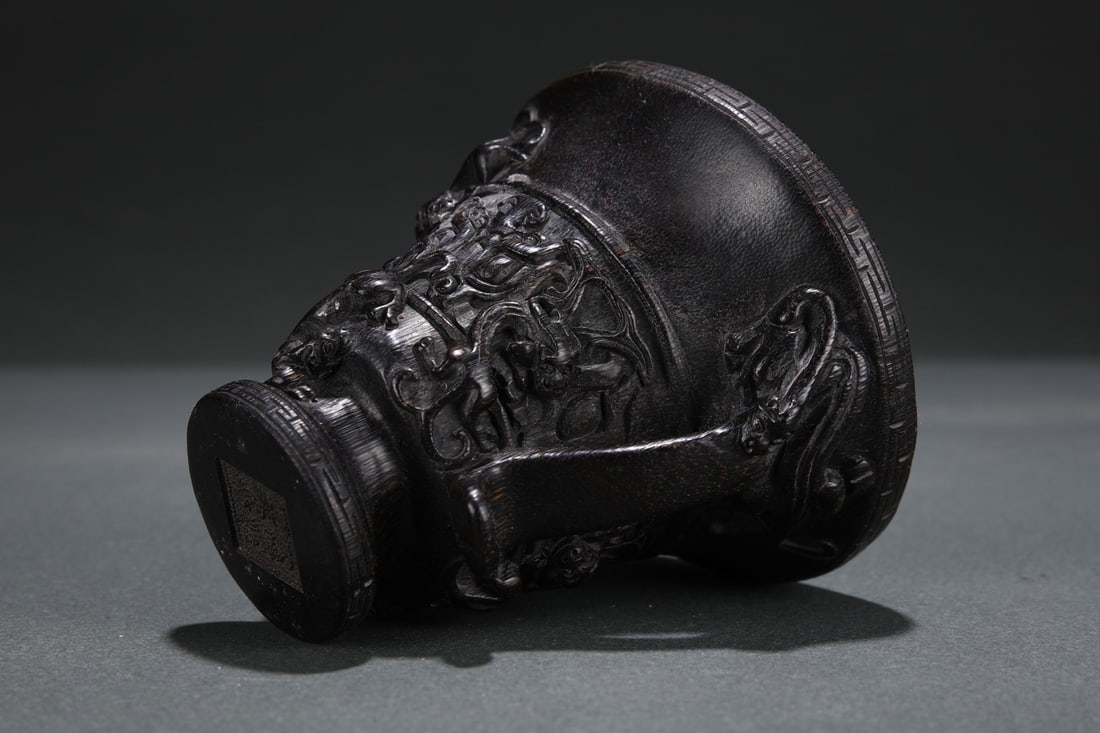 An Exquisite Eaglewood Beast-Face Pattern Goblet - 8