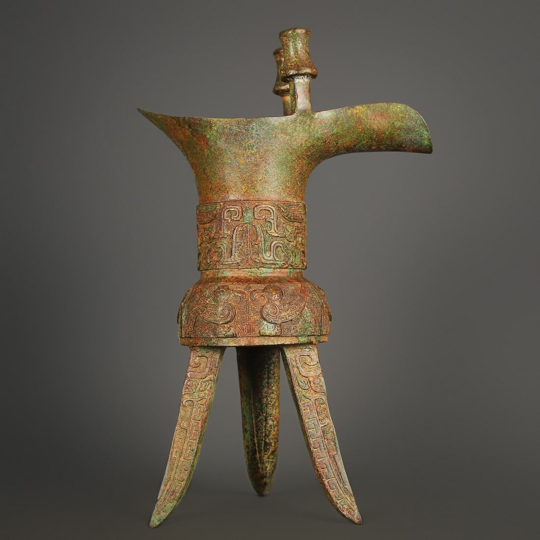 An Exquisite Bronze Beast-Face Pattern Goblet - 8