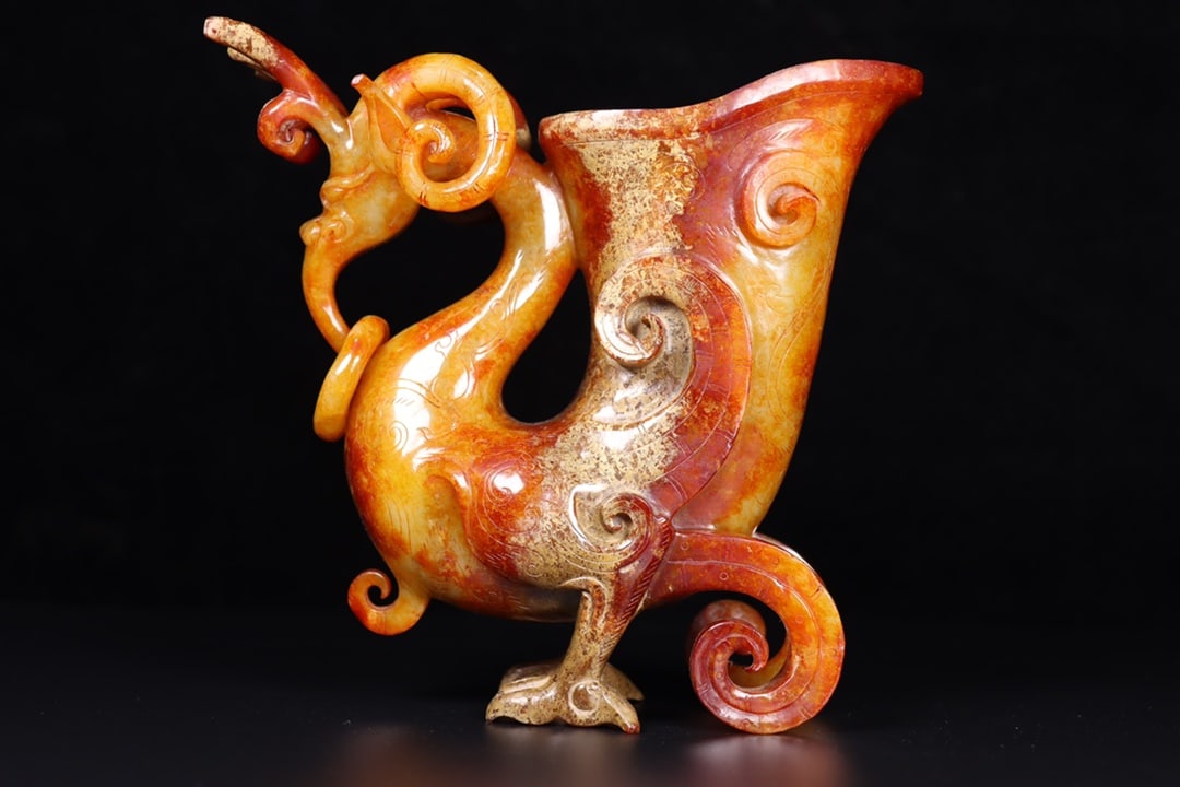 A Exquisite Hotan Jade Phoenix Pattern Cup - 2