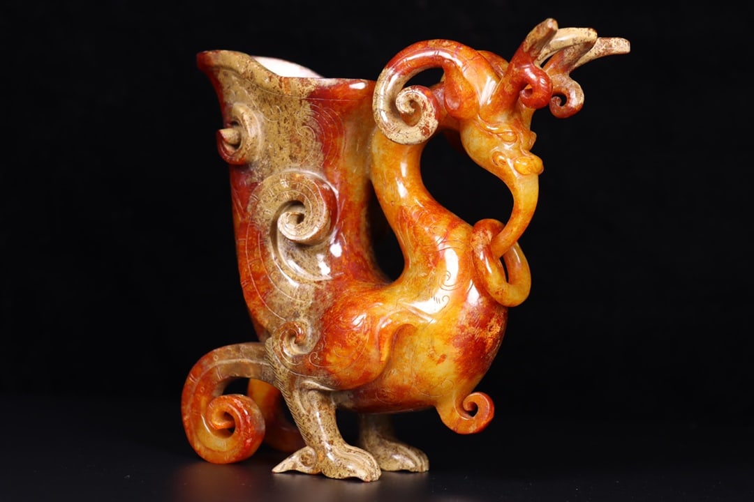 A Exquisite Hotan Jade Phoenix Pattern Cup - 3