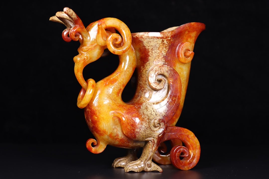 A Exquisite Hotan Jade Phoenix Pattern Cup - 5