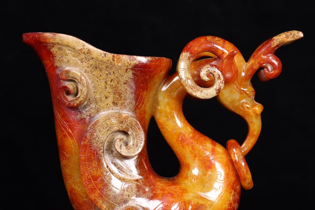 A Exquisite Hotan Jade Phoenix Pattern Cup - 6
