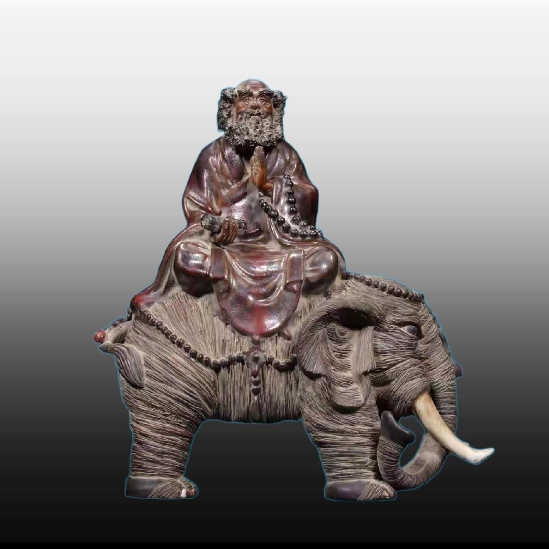 A Exquisite Shiwan Porcelain Statue of Arhat Ornament: A Exquisite Shiwan Porcelain Statue of Arhat Ornament,Qing Dynasty, China,With Mark,Size:13.8inx5.9inx13.8in 石湾瓷罗汉摆件,中国清代,&