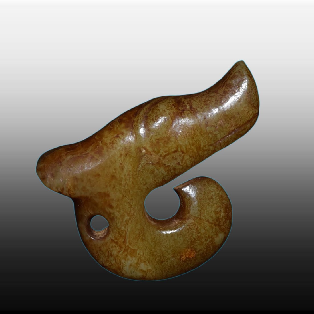A Exquisite River Polished Jade Pig Dragon: A Exquisite River Polished Jade Pig Dragon,Ancient Time, China,Size:2.6inx2.6in,Weight:70g 河磨玉猪龙,远古时期