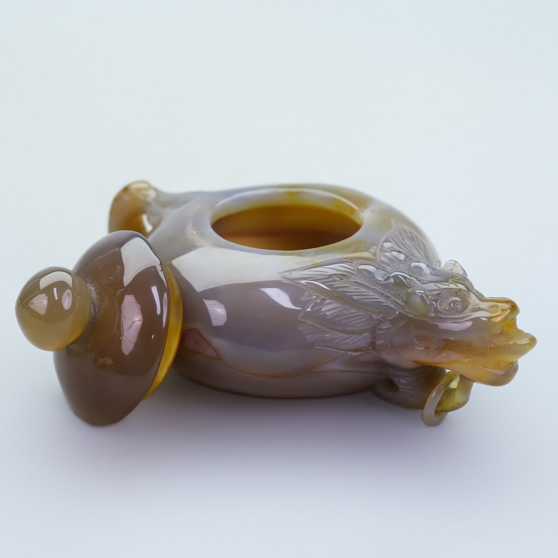A Exquisite Agate Dragon Head Bottle - 2