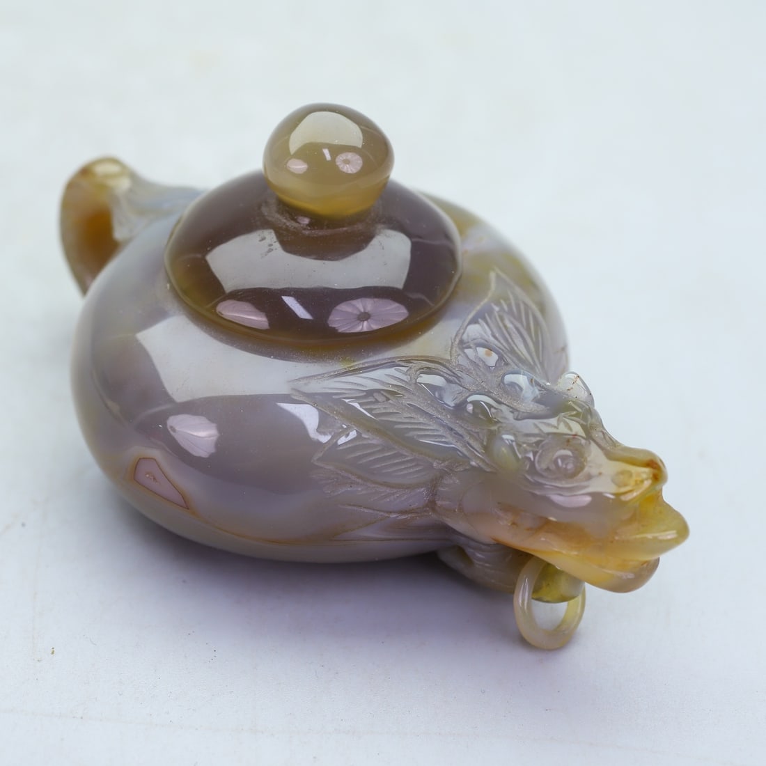 A Exquisite Agate Dragon Head Bottle - 3