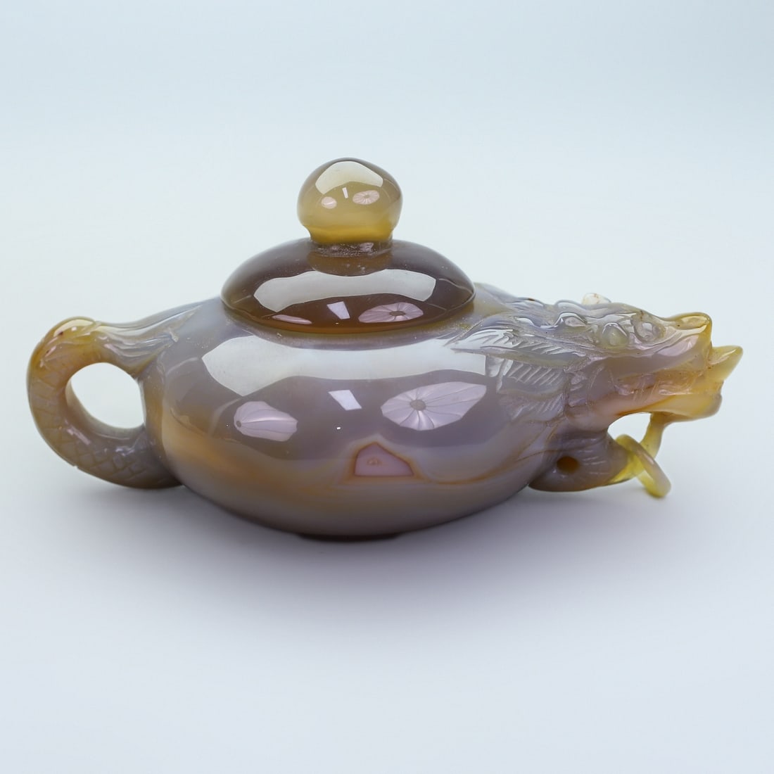 A Exquisite Agate Dragon Head Bottle - 5