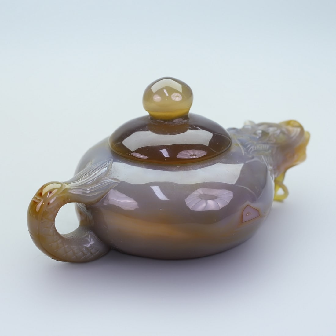 A Exquisite Agate Dragon Head Bottle - 7