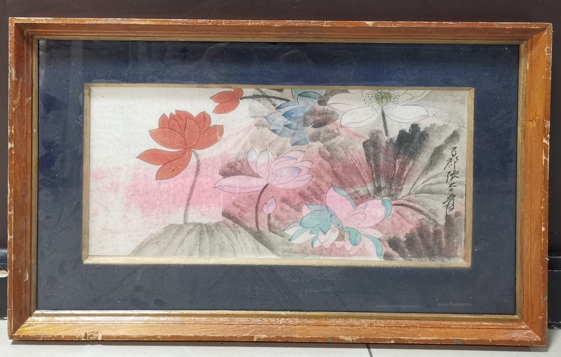 A Chinese Ink Painting of Flowers on Paper: A Chinese Ink Painting of Flowers on Paper 一幅中国水墨纸本花卉画,近现代,张大千
