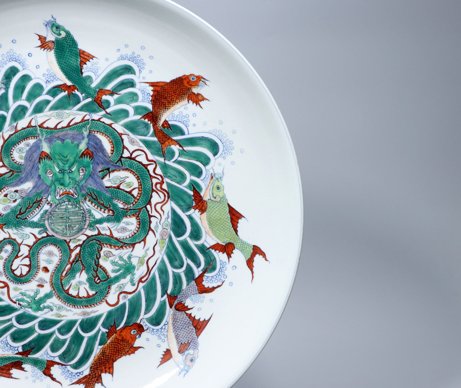 A Exquisite Doucai Dragon Pattern Plate - 5