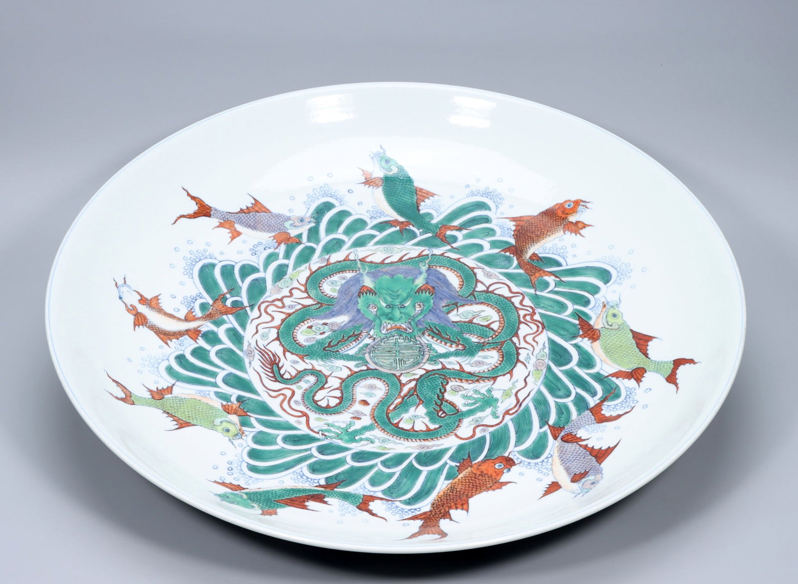 A Exquisite Doucai Dragon Pattern Plate - 9