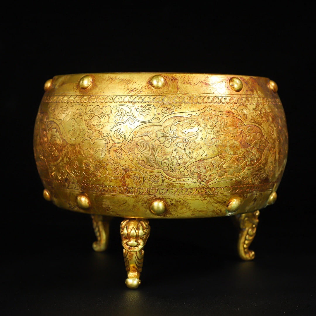 A Exquisite Gilt Bronze Auspicious Beast Drum - 5
