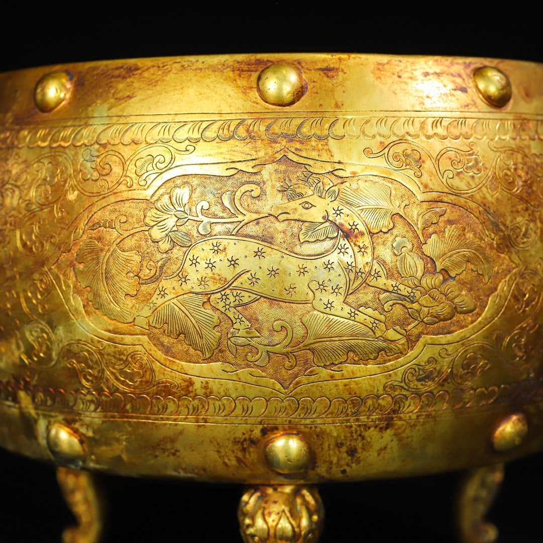 A Exquisite Gilt Bronze Auspicious Beast Drum - 7