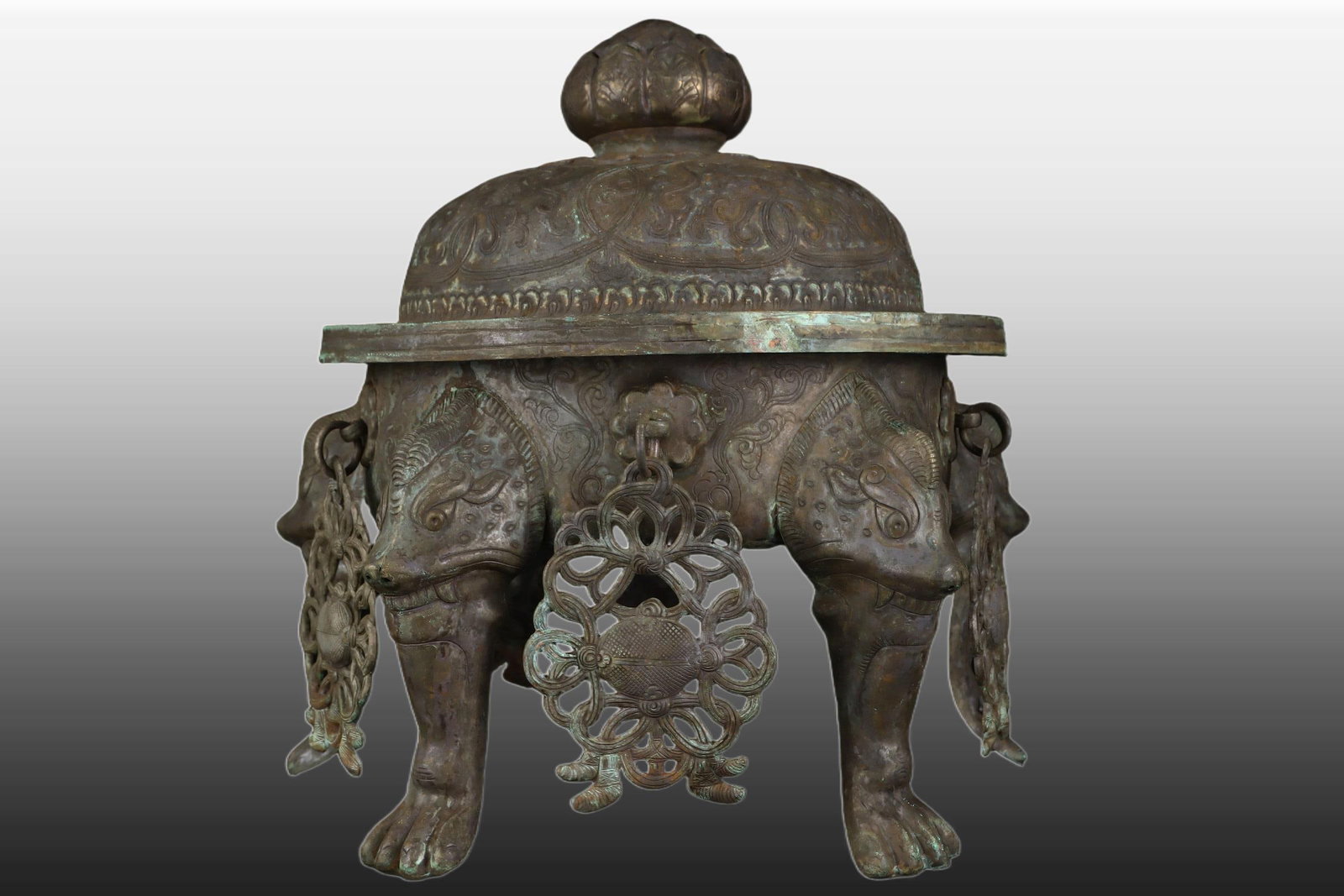 A Exquisite Black Silver Five-legs Censer - 3
