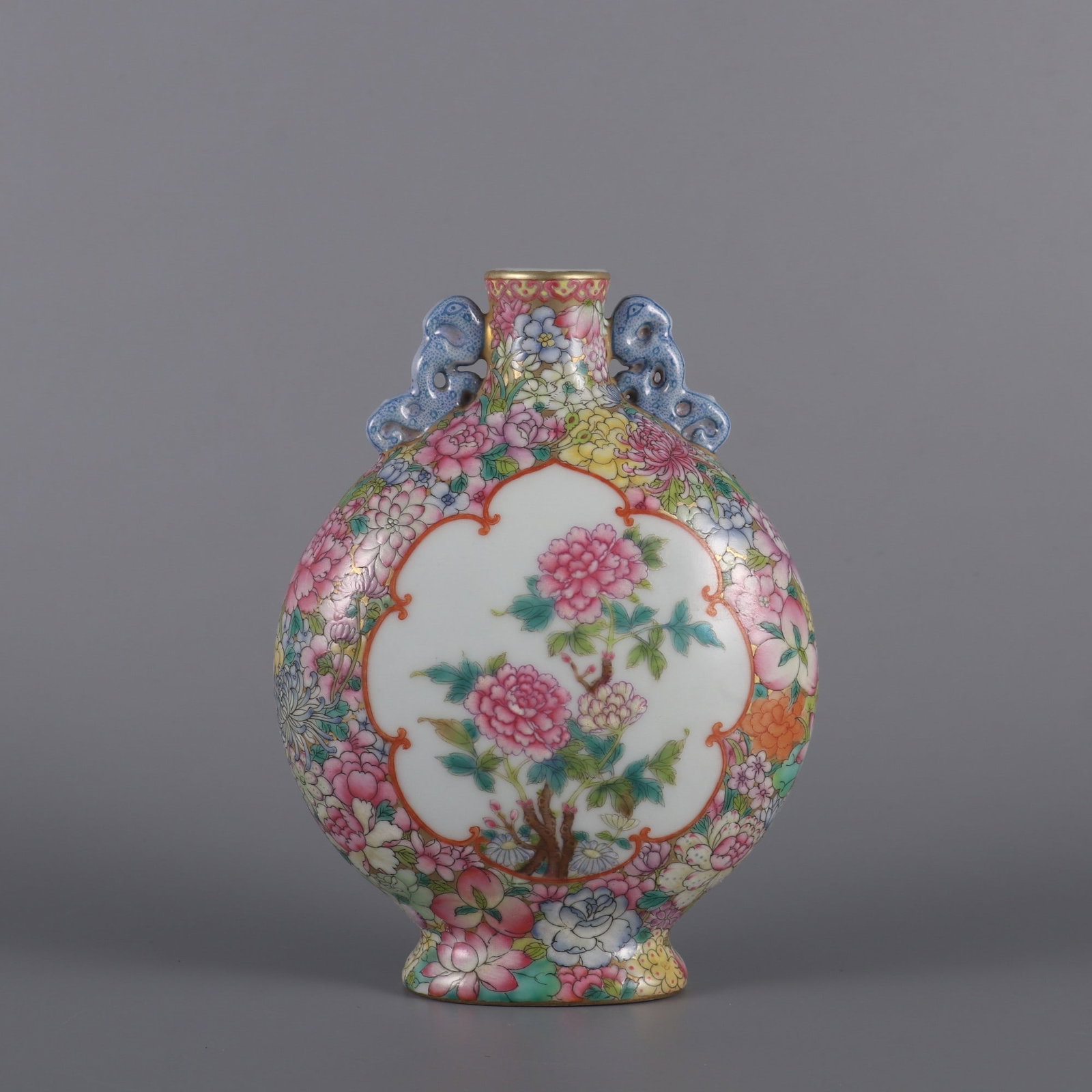 A Exquisite Famille-Rose Painted Gold Flower Pattern Vase: A Exquisite Famille-Rose Painted Gold Flower Pattern Vase,Qing Dynasty, China,Yongzheng Six-character Mark,Size:6.3inx4.5inx1in 粉彩描金花卉纹瓶,中