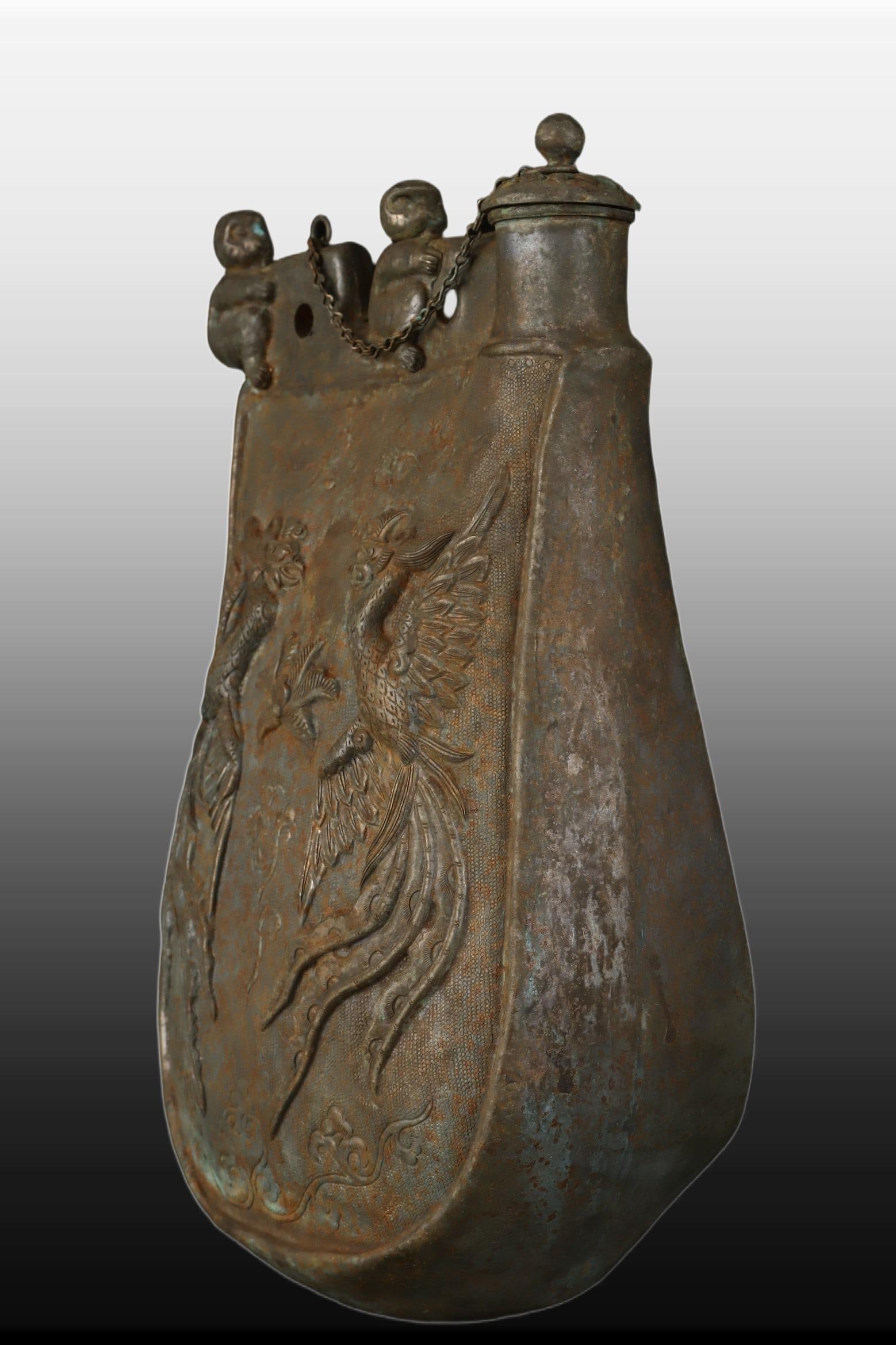 A Exquisite Black Silver Phoenix Pattern Ewer - 2