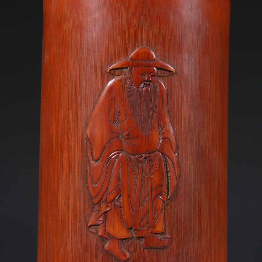 A Exquisite Bamboo Carving Figures Pattern Brush Pot - 2