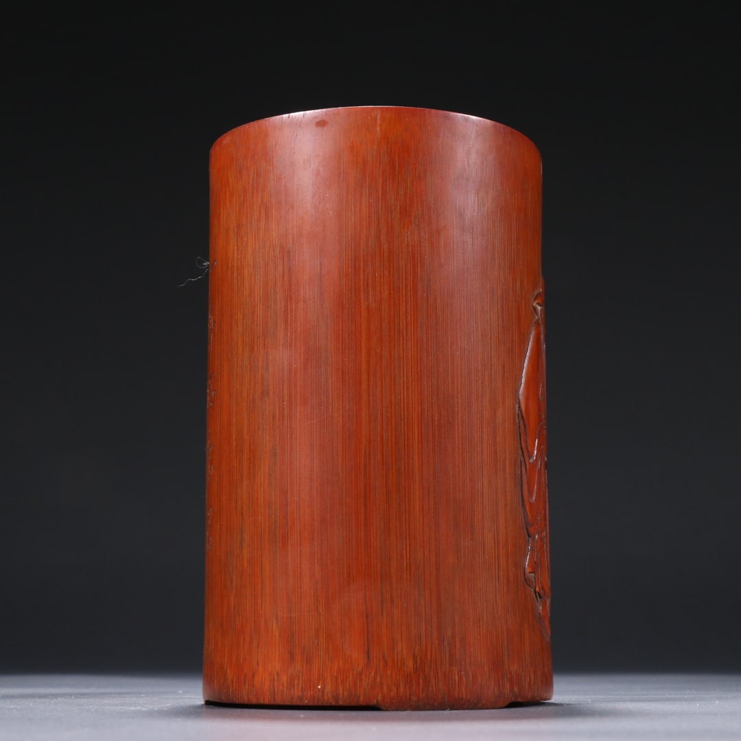 A Exquisite Bamboo Carving Figures Pattern Brush Pot - 7