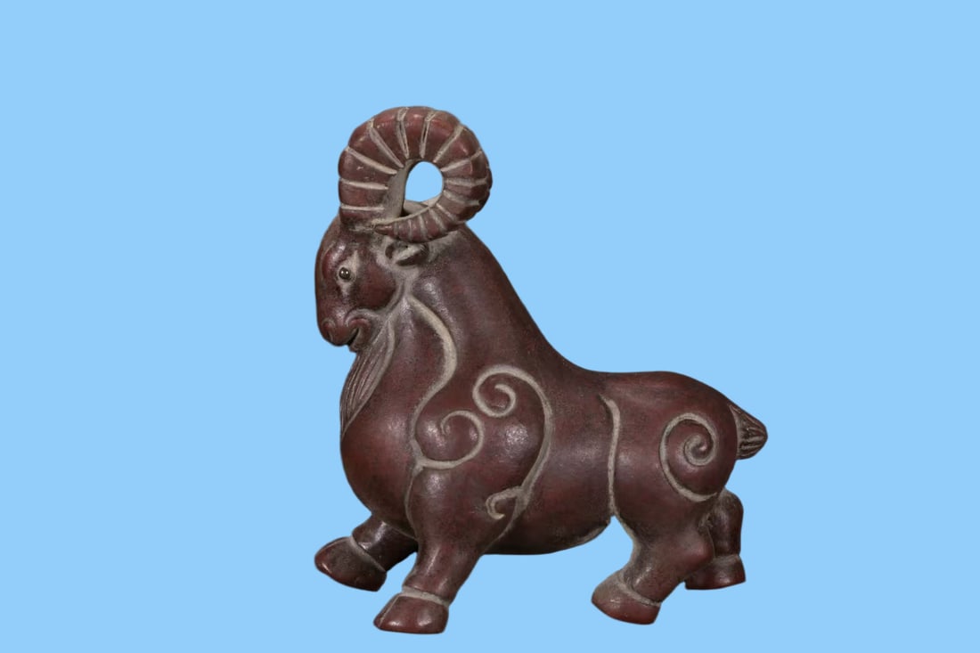 A Exquisite Purple Sands Sheep Tea Pet: A Exquisite Purple Sands Sheep Tea Pet,Qing Dynasty, China,Size:3.3inx1.8inx3.7in 紫砂羊茶宠,中国清代