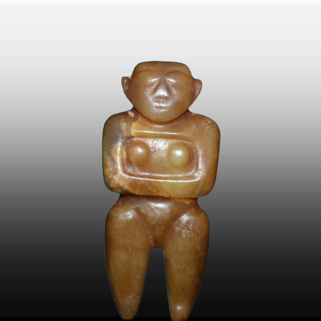 A Exquisite River Polished Jade Figure Ornament: A Exquisite River Polished Jade Figure Ornament,Ancient Time, China,Size:5.9inx2.6in,Weight:290g 河磨玉人形摆件,远古时期