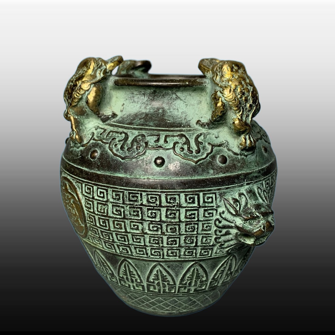 A Exquisite Bronze Golden Toad Jar - 4