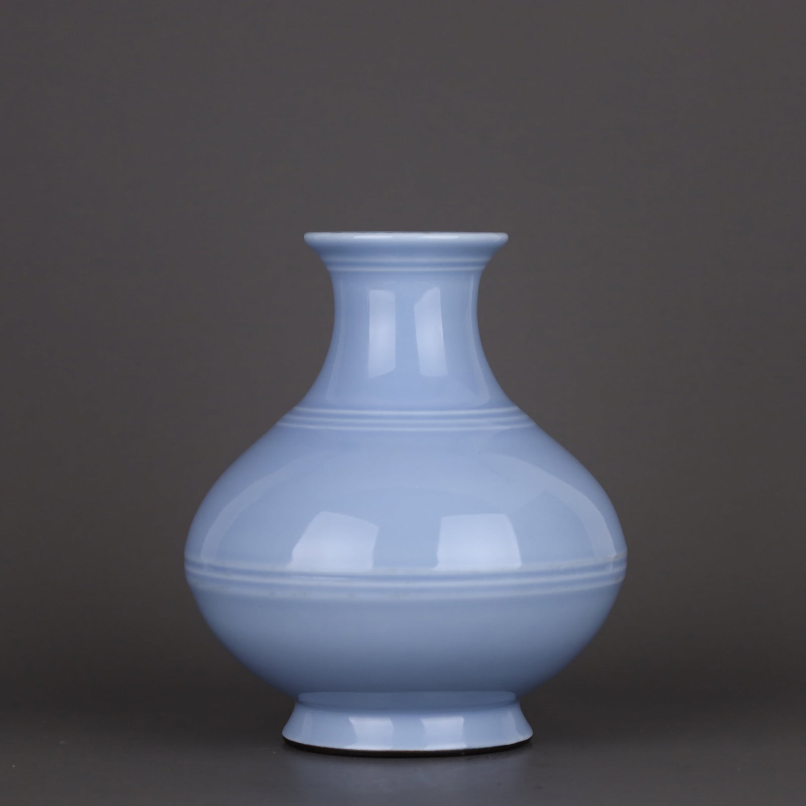 A Exquisite Sky Blue Glazed String Pattern Vase - 3