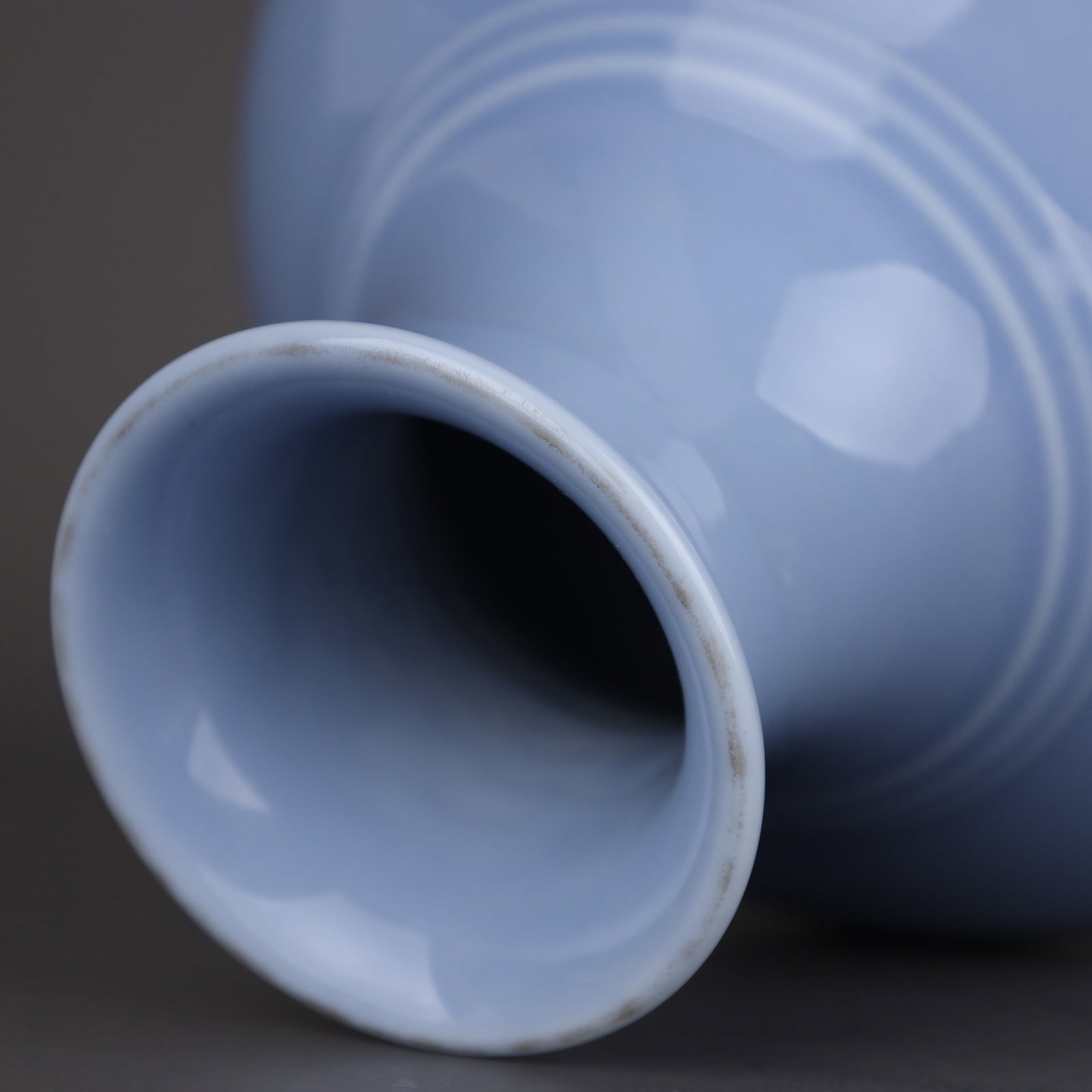 A Exquisite Sky Blue Glazed String Pattern Vase - 4