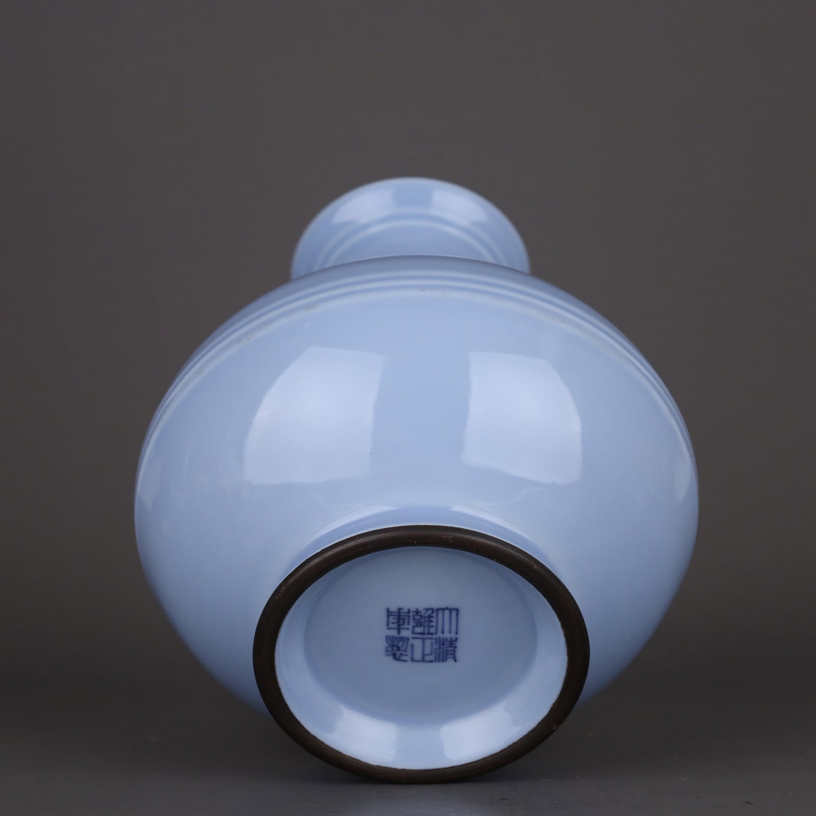 A Exquisite Sky Blue Glazed String Pattern Vase - 7