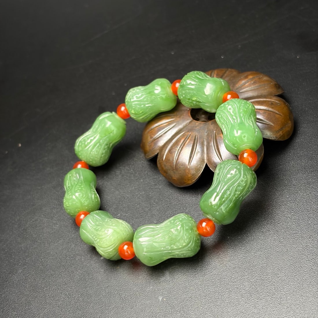 A Exquisite Hotan Jasper Cabbage Pattern Bracelets - 3