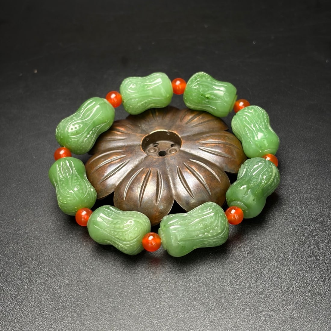 A Exquisite Hotan Jasper Cabbage Pattern Bracelets - 5