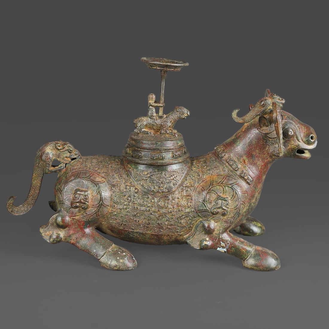 A Exquisite Bronze Beast Candlestick - 4