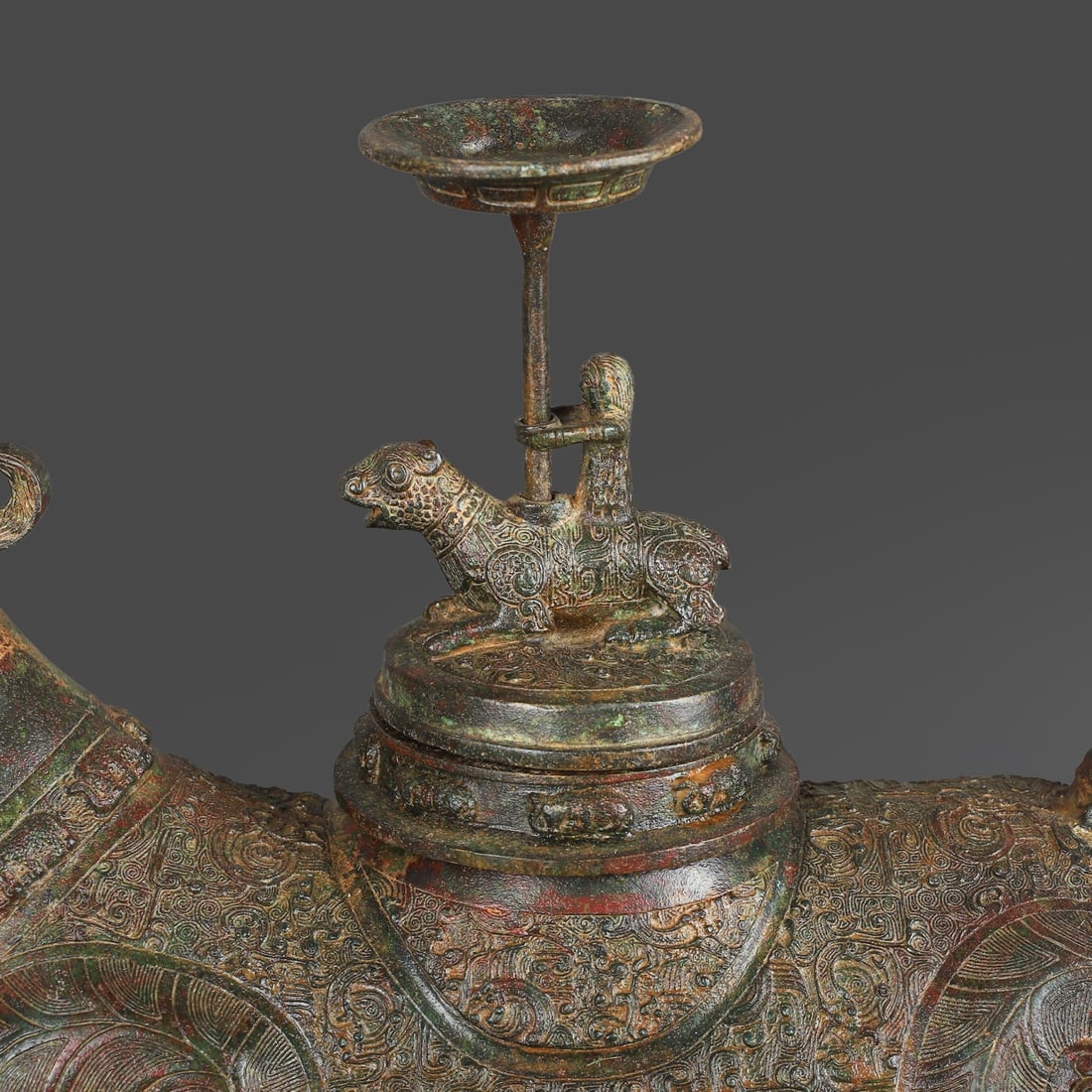 A Exquisite Bronze Beast Candlestick - 6