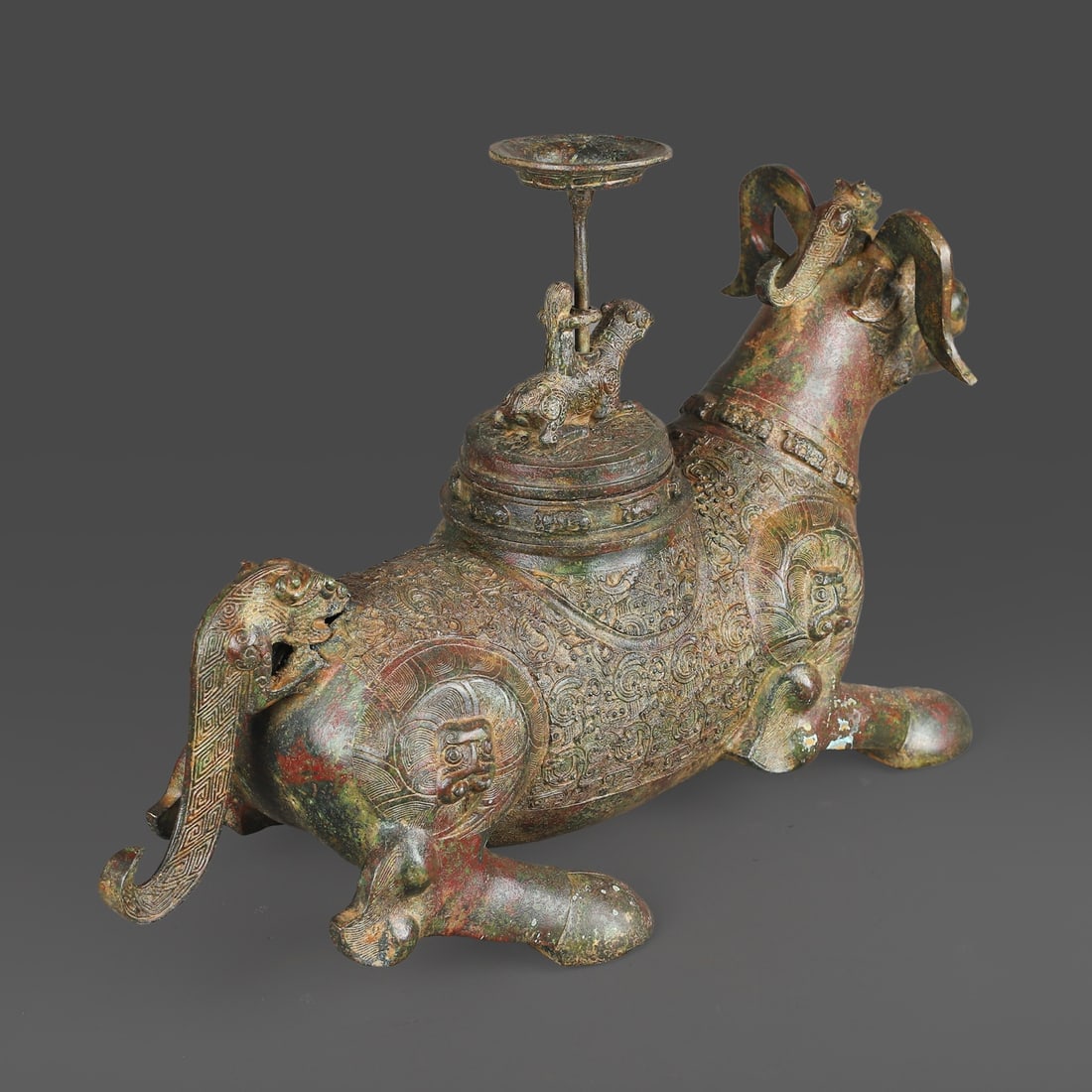 A Exquisite Bronze Beast Candlestick - 8