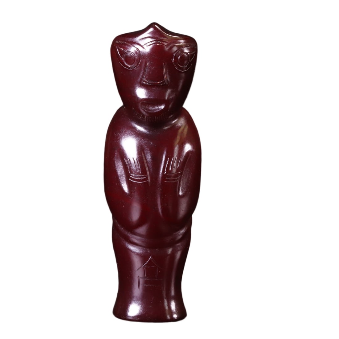 A Exquisite Gaogu Jade Figures Handheld Carving: A Exquisite Gaogu Jade Figures Handheld Carving,Ancient Time, China,Size:1inx0.9inx3.1in,Weight:62g 高古玉人手把件,远古时期