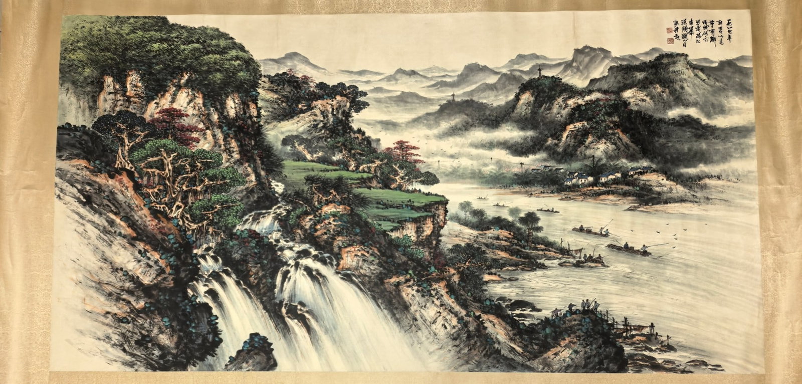 A Chinese Hand Scroll Ink Painting of Landscape on Paper (1 of 11)