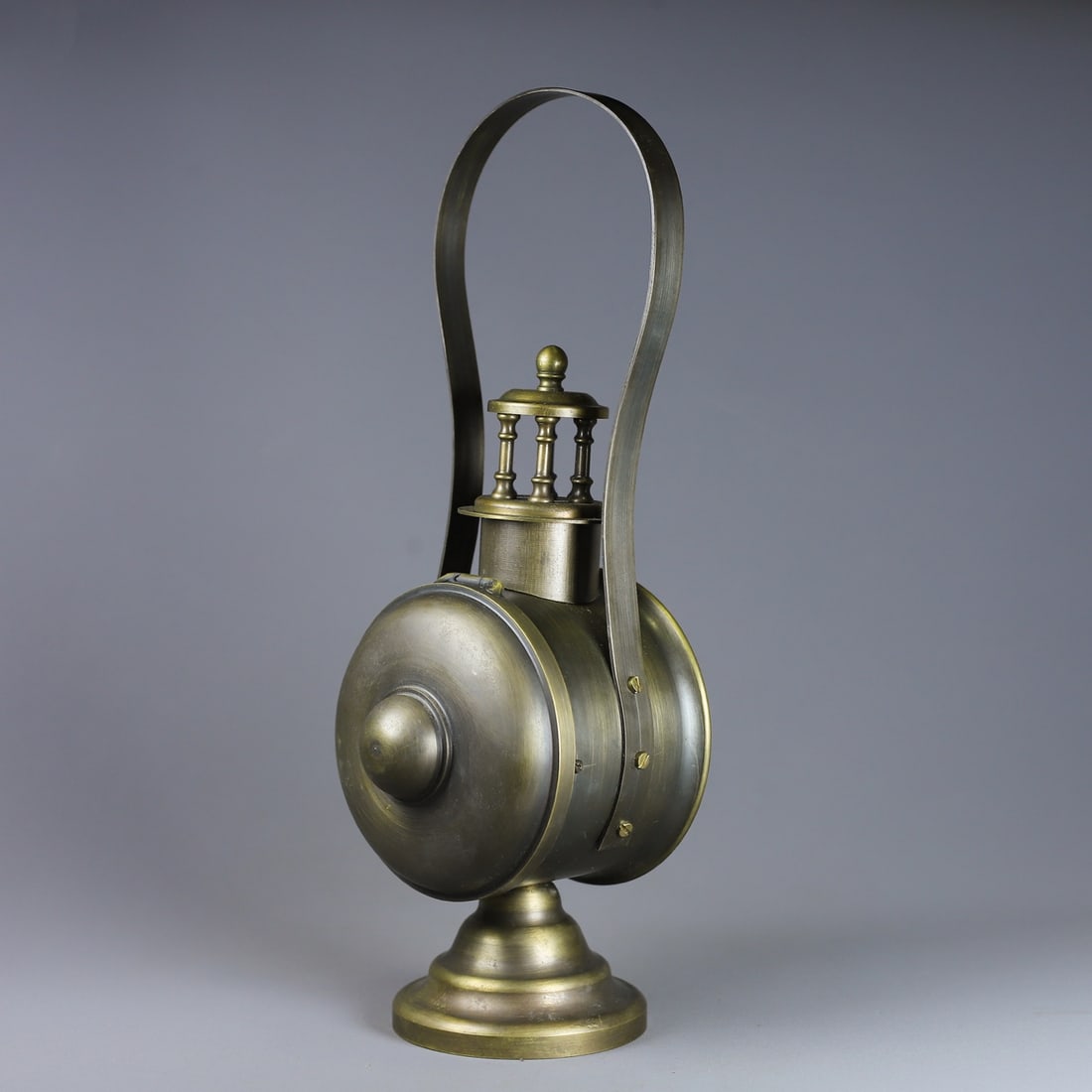 A Exquisite Coppery oil Lamp Shape Table Clock - 8