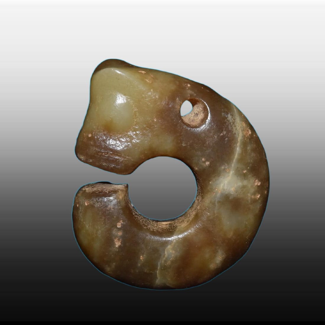 A Exquisite River Polished Jade Pig Dragon: A Exquisite River Polished Jade Pig Dragon,Ancient Time, China,Size:2.2inx2.6in,Weight:100g 河磨玉猪龙,远古时期