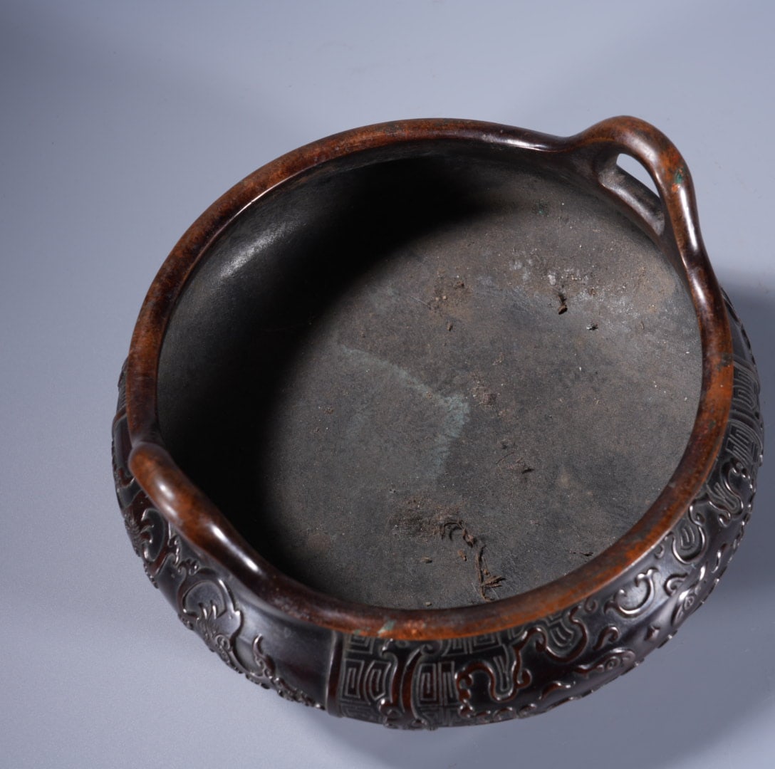A Exquisite Copper Beast-Face Pattern Double-Ears Censer - 7